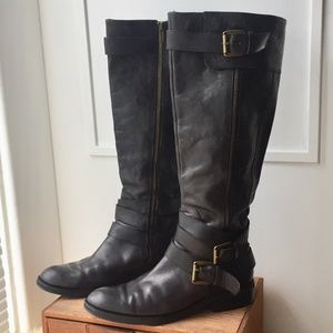 Enzo Angiolini Kneehigh Black Leather Riding Boots